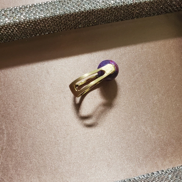Purple Turquoise and Gold Plated Sterling Ring - Picture 7 of 8